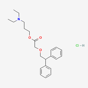 molecular formula C23H32ClNO3 B1204495 Acetic acid, (2,2-diphenylethoxy)-, 3-(diethylamino)propyl ester, hydrochloride CAS No. 29915-43-3