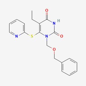 molecular formula C19H19N3O3S B1204514 2,4(1H,3H)-Pyrimidinedione, 5-ethyl-1-((phenylmethoxy)methyl)-6-(2-pyridinylthio)- CAS No. 153562-59-5