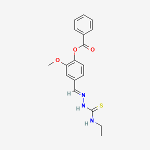 molecular formula C18H19N3O3S B12045196 [4-[(E)-(ethylcarbamothioylhydrazinylidene)methyl]-2-methoxyphenyl] benzoate 