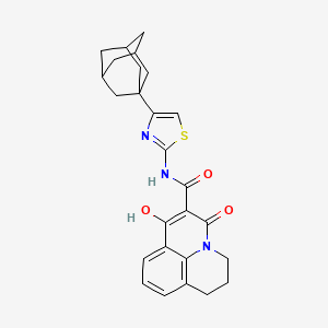 molecular formula C26H27N3O3S B12045385 N-[4-(1-adamantyl)-1,3-thiazol-2-yl]-7-hydroxy-5-oxo-2,3-dihydro-1H,5H-pyrido[3,2,1-ij]quinoline-6-carboxamide 