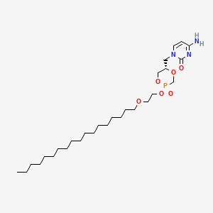 molecular formula C28H52N3O6P B1204548 4-amino-1-[[(5S)-2-(2-octadecoxyethoxy)-2-oxo-1,4,2$l^{5}-dioxaphosphinan-5-yl]methyl]pyrimidin-2-one 