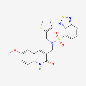 N-[(6-methoxy-2-oxo-1H-quinolin-3-yl)methyl]-N-(thiophen-2-ylmethyl)-2,1,3-benzothiadiazole-4-sulfonamide