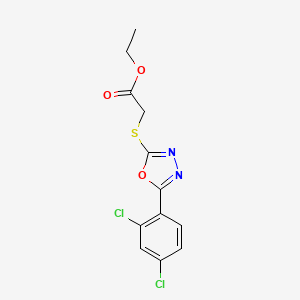 molecular formula C12H10Cl2N2O3S B1204558 ETHYL 2-{[5-(2,4-DICHLOROPHENYL)-1,3,4-OXADIAZOL-2-YL]SULFANYL}ACETATE 