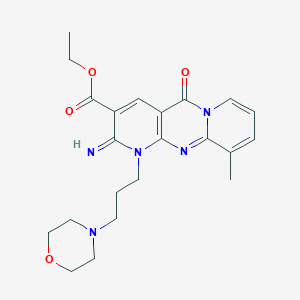 molecular formula C22H27N5O4 B12045601 ethyl 6-imino-11-methyl-7-(3-morpholin-4-ylpropyl)-2-oxo-1,7,9-triazatricyclo[8.4.0.03,8]tetradeca-3(8),4,9,11,13-pentaene-5-carboxylate 