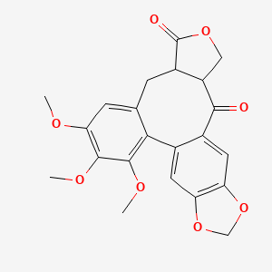 molecular formula C22H20O8 B1204571 3,4,5-trimethoxy-11,18,20-trioxapentacyclo[13.7.0.02,7.09,13.017,21]docosa-1(22),2,4,6,15,17(21)-hexaene-10,14-dione CAS No. 41451-70-1