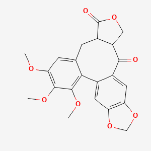 molecular formula C22H20O8 B1204571 Benzo(3,4)furo(3',4':6,7)cycloocta(1,2-f)(1,3)benzodioxole-3,14-dione, 1,3a,4,14a-tetrahydro-6,7,8-trimethoxy-, stereoisomer CAS No. 41451-70-1