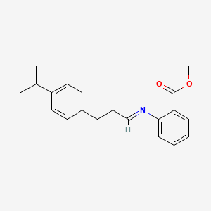 molecular formula C21H25NO2 B1204574 Benzoic acid, 2-[[2-methyl-3-[4-(1-methylethyl)phenyl]propylidene]amino]-, methyl ester CAS No. 91-50-9