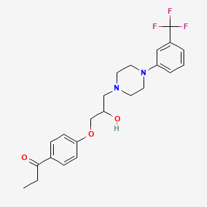 molecular formula C23H27F3N2O3 B1204579 1-[4-(2-Hydroxy-3-{4-[3-(trifluoromethyl)phenyl]-1-piperazinyl}propoxy)phenyl]-1-propanone 