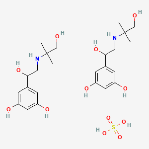 molecular formula C24H40N2O12S B1204592 1-(3,5-Dihydroxyphenyl)-2-((1,1-dimethyl-2-hydroxyethyl)amino)ethanol sulfate CAS No. 63546-99-6