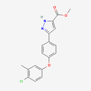 molecular formula C18H15ClN2O3 B12046078 Methyl 3-(4-(4-chloro-3-methylphenoxy)phenyl)-1H-pyrazole-5-carboxylate 
