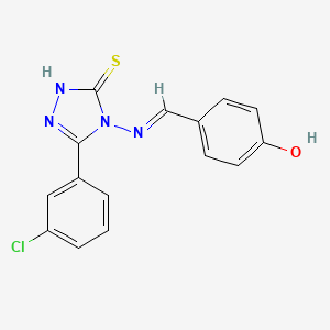 molecular formula C15H11ClN4OS B12046090 4-(((3-(3-Chlorophenyl)-5-mercapto-4H-1,2,4-triazol-4-yl)imino)methyl)phenol CAS No. 478255-07-1