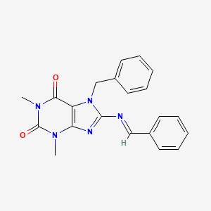 molecular formula C21H19N5O2 B12046100 7-Benzyl-8-(benzylideneamino)-1,3-dimethyl-3,7-dihydro-1H-purine-2,6-dione CAS No. 478253-54-2