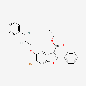 molecular formula C26H21BrO4 B12046123 ethyl 6-bromo-2-phenyl-5-{[(2E)-3-phenylprop-2-en-1-yl]oxy}-1-benzofuran-3-carboxylate 