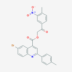 molecular formula C26H19BrN2O5 B12046149 2-(4-Methyl-3-nitrophenyl)-2-oxoethyl 6-bromo-2-(p-tolyl)quinoline-4-carboxylate CAS No. 355421-45-3