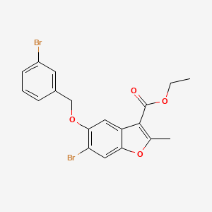 molecular formula C19H16Br2O4 B12046166 Ethyl 6-bromo-5-[(3-bromobenzyl)oxy]-2-methyl-1-benzofuran-3-carboxylate 