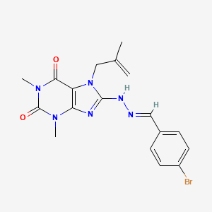 molecular formula C18H19BrN6O2 B12046201 4-Bromobenzaldehyde [1,3-dimethyl-7-(2-methyl-2-propenyl)-2,6-dioxo-2,3,6,7-tetrahydro-1H-purin-8-YL]hydrazone 