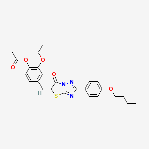 molecular formula C25H25N3O5S B12046224 4-[(E)-(2-(4-butoxyphenyl)-6-oxo[1,3]thiazolo[3,2-b][1,2,4]triazol-5(6H)-ylidene)methyl]-2-ethoxyphenyl acetate 