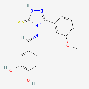 molecular formula C16H14N4O3S B12046239 4-((E)-{[3-(3-methoxyphenyl)-5-sulfanyl-4H-1,2,4-triazol-4-yl]imino}methyl)-1,2-benzenediol 