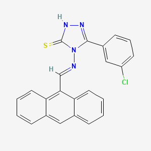 molecular formula C23H15ClN4S B12046276 4-((9-Anthrylmethylene)amino)-5-(3-CL-phenyl)-4H-1,2,4-triazol-3-YL hydrosulfide CAS No. 478254-70-5