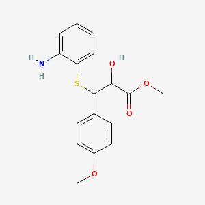molecular formula C17H19NO4S B12046298 Methyl 3-[(2-aminophenyl)sulfanyl]-2-hydroxy-3-(4-methoxyphenyl)propanoate 