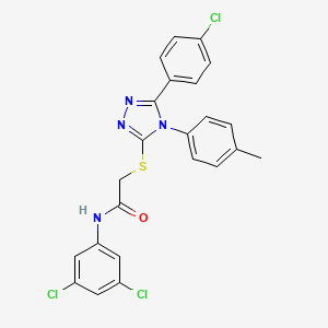 molecular formula C23H17Cl3N4OS B12046308 2-{[5-(4-chlorophenyl)-4-(4-methylphenyl)-4H-1,2,4-triazol-3-yl]sulfanyl}-N-(3,5-dichlorophenyl)acetamide CAS No. 477333-46-3