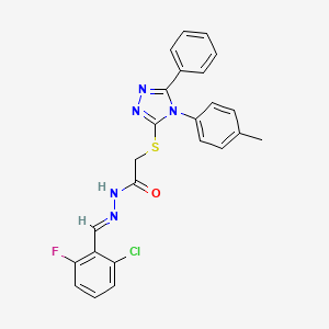 molecular formula C24H19ClFN5OS B12046348 N'-[(E)-(2-chloro-6-fluorophenyl)methylidene]-2-{[4-(4-methylphenyl)-5-phenyl-4H-1,2,4-triazol-3-yl]sulfanyl}acetohydrazide 