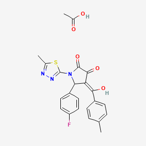 molecular formula C23H20FN3O5S B12046387 acetic acid;(4Z)-5-(4-fluorophenyl)-4-[hydroxy-(4-methylphenyl)methylidene]-1-(5-methyl-1,3,4-thiadiazol-2-yl)pyrrolidine-2,3-dione 