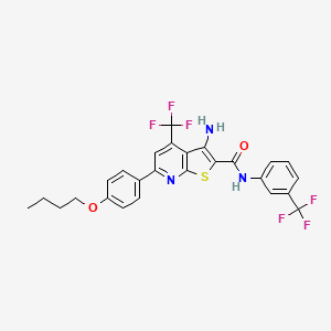 molecular formula C26H21F6N3O2S B12046396 3-amino-6-(4-butoxyphenyl)-4-(trifluoromethyl)-N-[3-(trifluoromethyl)phenyl]thieno[2,3-b]pyridine-2-carboxamide 