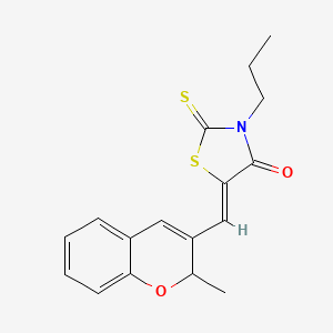molecular formula C17H17NO2S2 B12046399 (5Z)-5-[(2-methyl-2H-chromen-3-yl)methylidene]-3-propyl-2-thioxo-1,3-thiazolidin-4-one 