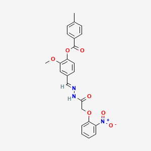 molecular formula C24H21N3O7 B12046441 2-methoxy-4-[(E)-{2-[(2-nitrophenoxy)acetyl]hydrazinylidene}methyl]phenyl 4-methylbenzoate 