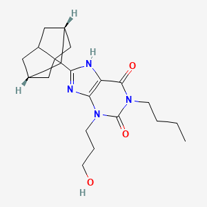 molecular formula C21H30N4O3 B12046476 1-Butyl-3-(3-Oxidanylpropyl)-8-[(1~{r},5~{s})-3-Tricyclo[3.3.1.0^{3,7}]nonanyl]-7~{h}-Purine-2,6-Dione 