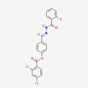 molecular formula C21H13Cl2FN2O3 B12046580 4-(2-(2-Fluorobenzoyl)carbohydrazonoyl)phenyl 2,4-dichlorobenzoate CAS No. 477728-64-6