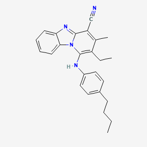 molecular formula C25H26N4 B12046595 1-[(4-Butylphenyl)amino]-2-ethyl-3-methylpyrido[1,2-a]benzimidazole-4-carbonitrile 