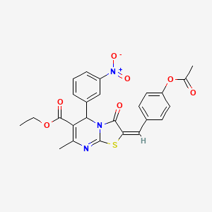 molecular formula C25H21N3O7S B12046634 ethyl (2E)-2-[4-(acetyloxy)benzylidene]-7-methyl-5-(3-nitrophenyl)-3-oxo-2,3-dihydro-5H-[1,3]thiazolo[3,2-a]pyrimidine-6-carboxylate CAS No. 330846-87-2