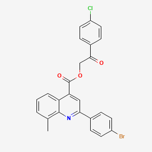 molecular formula C25H17BrClNO3 B12046641 2-(4-Chlorophenyl)-2-oxoethyl 2-(4-bromophenyl)-8-methylquinoline-4-carboxylate 