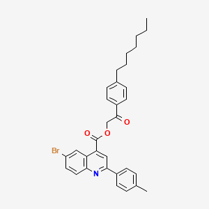 molecular formula C32H32BrNO3 B12046705 2-(4-Heptylphenyl)-2-oxoethyl 6-bromo-2-(p-tolyl)quinoline-4-carboxylate CAS No. 355429-30-0