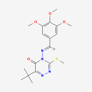 molecular formula C18H24N4O4S B12046719 6-tert-butyl-3-(methylsulfanyl)-4-{[(E)-(3,4,5-trimethoxyphenyl)methylidene]amino}-1,2,4-triazin-5(4H)-one 
