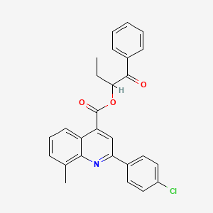 molecular formula C27H22ClNO3 B12046746 1-Oxo-1-phenylbutan-2-yl 2-(4-chlorophenyl)-8-methylquinoline-4-carboxylate CAS No. 355429-36-6