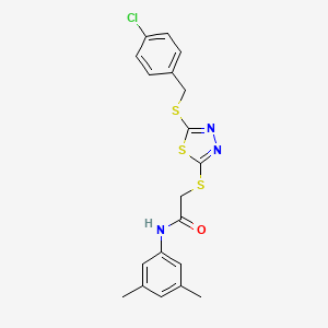 molecular formula C19H18ClN3OS3 B12046808 2-((5-((4-Chlorobenzyl)thio)-1,3,4-thiadiazol-2-yl)thio)-N-(3,5-dimethylphenyl)acetamide CAS No. 476484-57-8