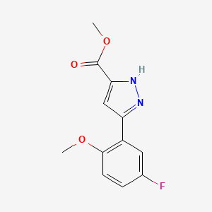 molecular formula C12H11FN2O3 B12046816 Methyl 3-(5-fluoro-2-methoxyphenyl)-1H-pyrazole-5-carboxylate 