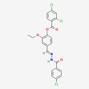 molecular formula C23H17Cl3N2O4 B12046835 4-((2-(4-Chlorobenzoyl)hydrazono)methyl)-2-ethoxyphenyl 2,4-dichlorobenzoate CAS No. 357300-77-7