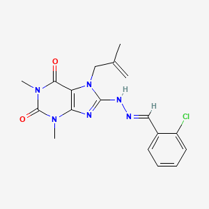 molecular formula C18H19ClN6O2 B12046869 2-chlorobenzaldehyde [1,3-dimethyl-7-(2-methyl-2-propenyl)-2,6-dioxo-2,3,6,7-tetrahydro-1H-purin-8-yl]hydrazone 