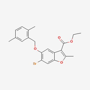 molecular formula C21H21BrO4 B12046962 Ethyl 6-bromo-5-[(2,5-dimethylbenzyl)oxy]-2-methyl-1-benzofuran-3-carboxylate 