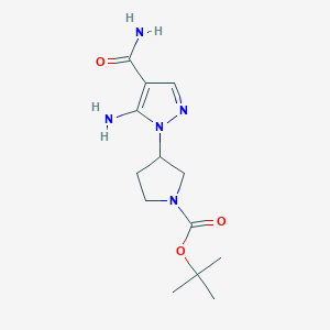 molecular formula C13H21N5O3 B12046966 Tert-butyl 3-[5-amino-4-(aminocarbonyl)-1H-pyrazol-1-YL]pyrrolidine-1-carboxylate 