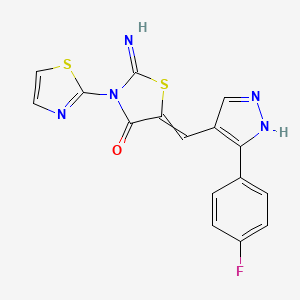 molecular formula C16H10FN5OS2 B12046983 (5Z)-5-{[3-(4-fluorophenyl)-1H-pyrazol-4-yl]methylidene}-2-imino-3-(1,3-thiazol-2-yl)-1,3-thiazolidin-4-one 