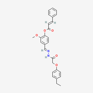 molecular formula C27H26N2O5 B12046986 4-(2-((4-Ethylphenoxy)acetyl)carbohydrazonoyl)-2-methoxyphenyl 3-phenylacrylate CAS No. 477729-31-0