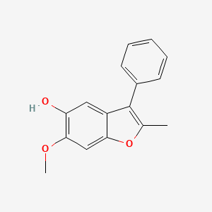 molecular formula C16H14O3 B1204704 5-Hydroxy-6-methoxy-2-methyl-3-phenylbenzofuran 