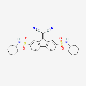 molecular formula C28H30N4O4S2 B12047079 N,N'-dicyclohexyl-9-(dicyanomethylidene)-9H-fluorene-2,7-disulfonamide 