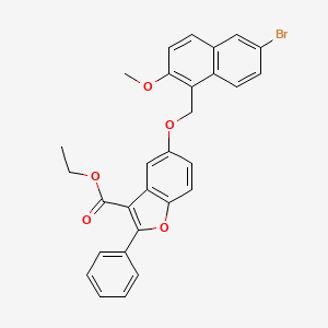 molecular formula C29H23BrO5 B12047111 Ethyl 5-[(6-bromo-2-methoxynaphthalen-1-yl)methoxy]-2-phenyl-1-benzofuran-3-carboxylate 