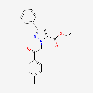 molecular formula C21H20N2O3 B12047151 Ethyl 1-(2-(4-methylphenyl)-2-oxoethyl)-3-phenyl-1H-pyrazole-5-carboxylate CAS No. 618070-57-8